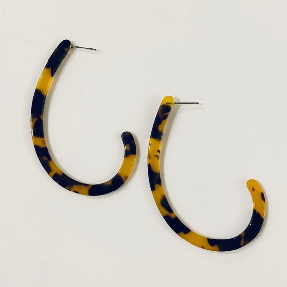 Tortoise Shell Fishhook Acrylic Earrings - Picture 1 of 1